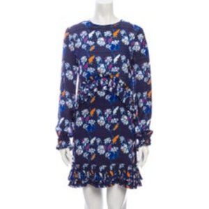 Tanya Taylor Blue Floral Silk Shift Dress